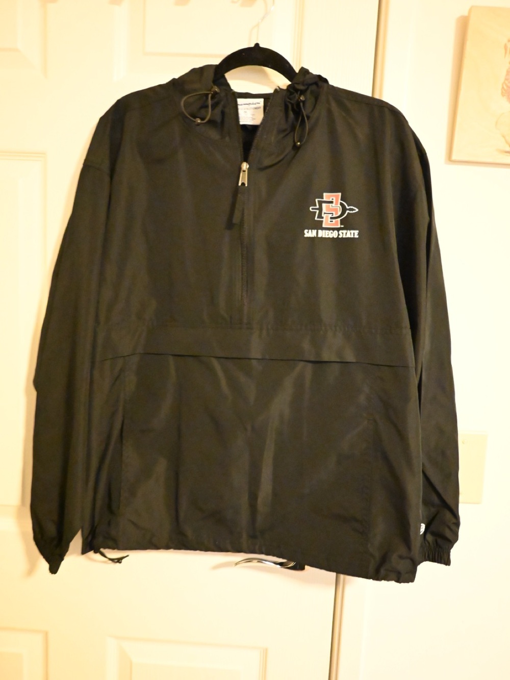 Champion Black Jacket with Blue and Red Logo